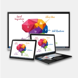 Mobile phone, tablet, laptop and display screen sharing content through MimioConnect