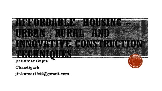 APPROPRIATETECHNOLOGIES FOR URBAN AND  RURAL HOUSING