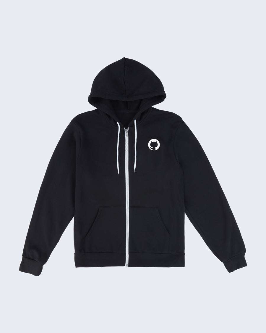 Frontside of Invertocat hoodie featuring Invertocat symbol. 